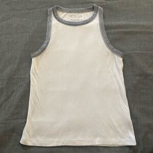 Rachel Zoe White Top with Gray Stripes